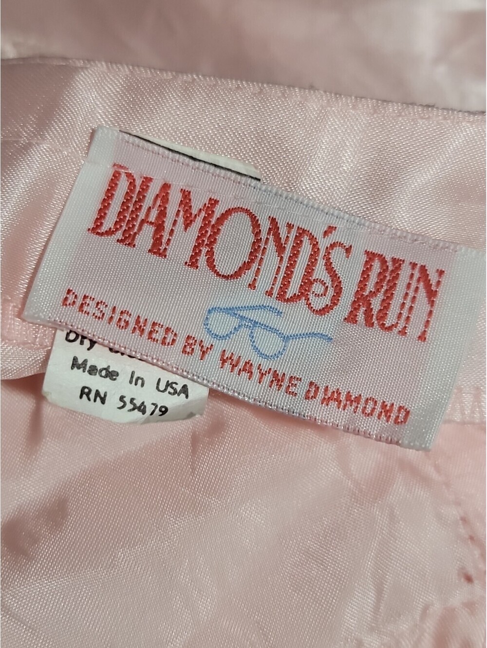 DIAMOND'S RUNS Vtg Ruched Ruffle Satin/lace 9-10 Dress Victorian Pink #04 - Picture 13 of 15